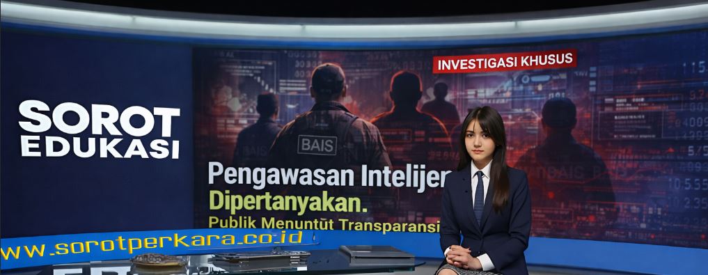 Penyiar Sorot Edukasi membawakan berita investigasi kasus BAIS dan pengawasan intelijen