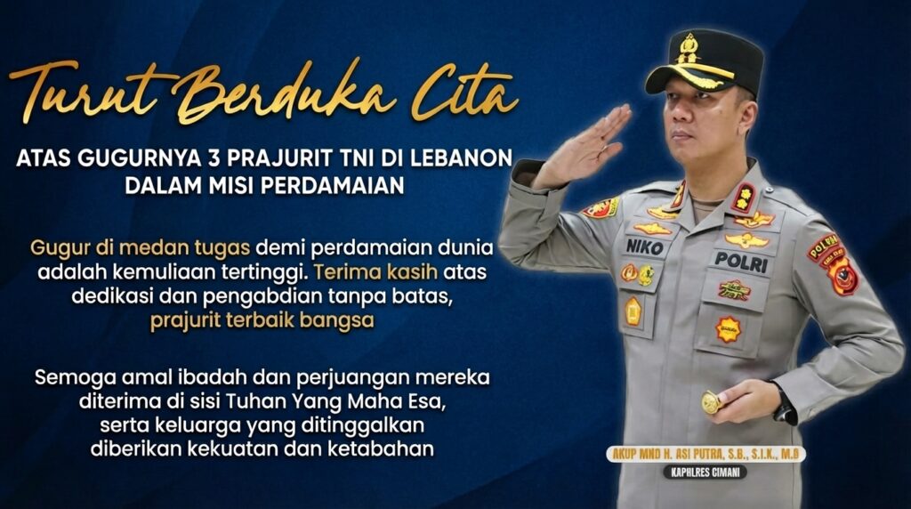 Tiga Prajurit TNI Gugur di Lebanon, Polres Cimahi Sampaikan Penghormatan Mendalam