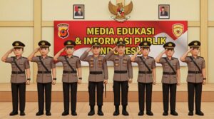 Ilustrasi laporan lapangan kepolisian sebagai bagian dari media edukasi dan informasi publik di Indonesia